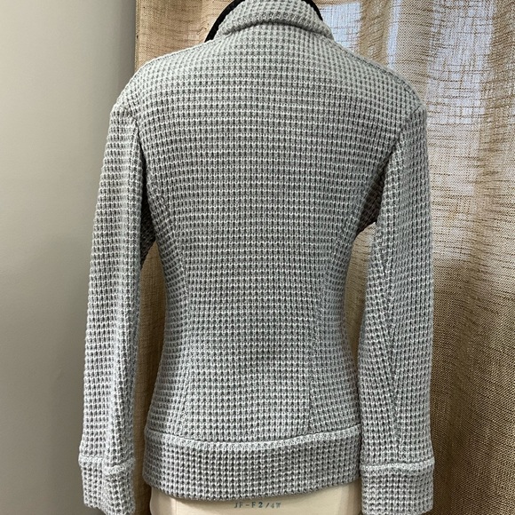 IRO Gray Asymmetrical Waffle Zip Moto Jacket Women's Sweater - Picture 5 of 7